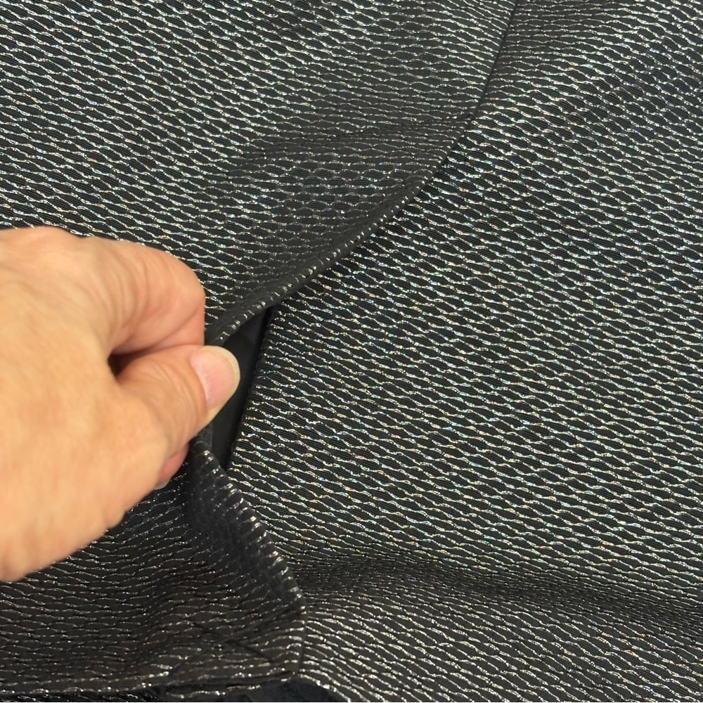 Calvin Klein Metallic Jacquard Straight Pencil Skirt Classic Black Silver 2 New - Picture 9 of 11